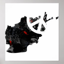 Afghanistan Trendy Peace Sign with Afghan map Posters