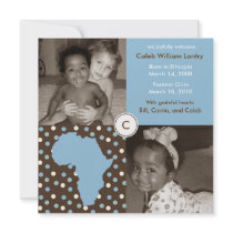 Africa Block: Blue Polkas Personalized Announcements