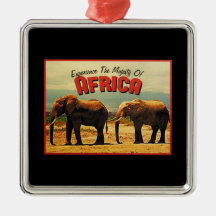 Africa Elephants Vintage Travel Christmas Tree Ornaments