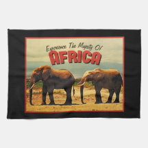 Africa Elephants Vintage Travel Towels