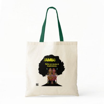 Africa hello Jambo black Tote Bags by eterietten