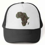 Africa Map African Warrior Artwork hats