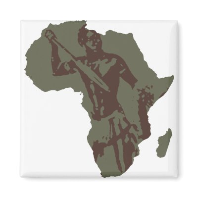 Africa Map African Warrior Artwork Magnet by Funkart