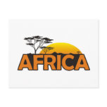 Africa sunset with orange setting sun postcard