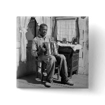 African American Accordion Player, 1941 Pinback Button