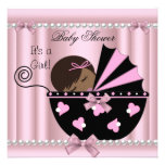 African American Baby Shower Girl Pink Invite