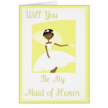 African American Be My Maid of Honour Invitation Card