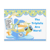 African American Boy Triplets Announcement Cards Post Card