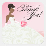 AFRICAN AMERICAN BRIDE Thank You | Baby Pink Stickers