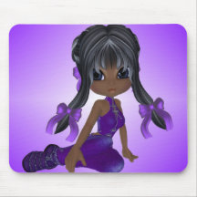 African American Girl in Purple Clothes Mousepad