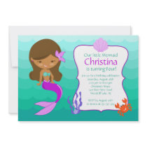 African American Mermaid Birthday Invitation