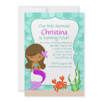 African American Mermaid Birthday Invitation