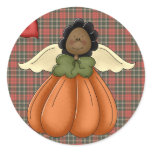 african american pumpkin angel round stickers