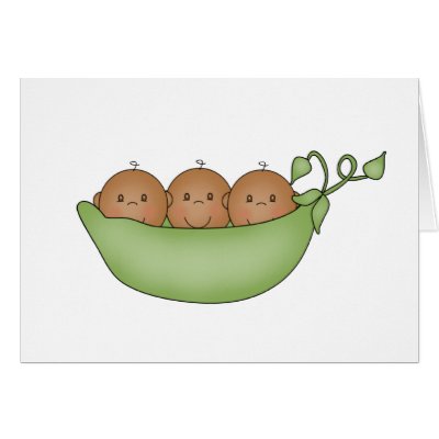 African American Triplets in Pea Pod Cards by new_baby