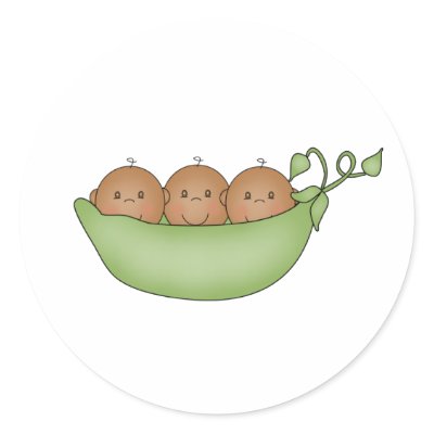 African American Triplets in Pea Pod Sticker by new_baby