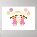 African American Twin Birthday Poster posters