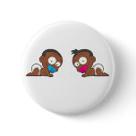 African American Twin Boy & Girl Collection Buttons