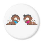 African American Twin Boy & Girl Collection Magnet