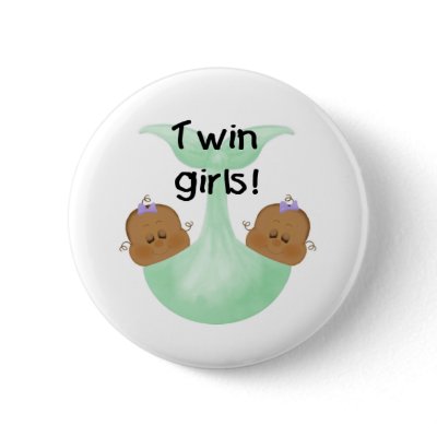 African American Twin Girls Pinback Button by new_baby