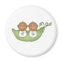 African American Twins in Pea Pod Magnets