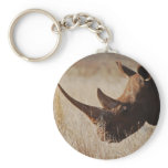 African black rhino with big horns key chain