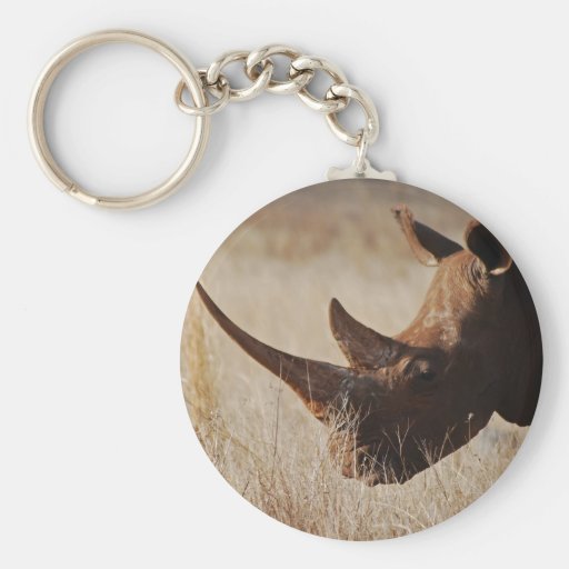 African black rhino with big horns key chain