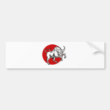 African buffalo bull charging attacking bumper sticker