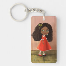 African cartoon girl Key Chain