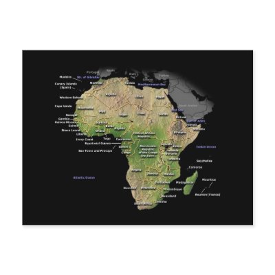 African Continent map Post Card by Bloemmie29