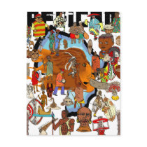 African Cultural Lion Hearted Tribes Post Cards