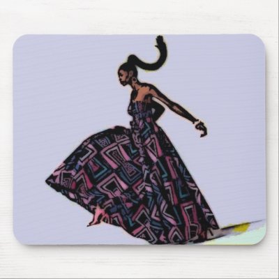 African Dancin girl in Ankara dress Mousepads by AfricanChick