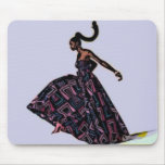 African Dancin girl in Ankara dress mousepads