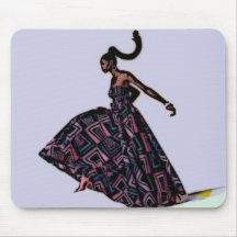African Dancin girl in Ankara dress Mousepads