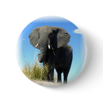 African Elephant Round Pin
