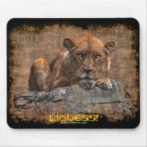 African Female Lion Art on a Wildlife Mousepad