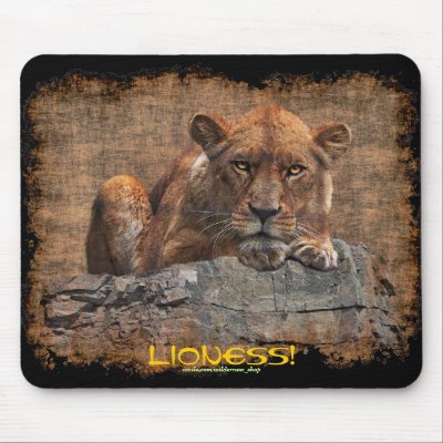 African Female Lion Art on a Wildlife Mousepad by WILDERNESS_SHOP
