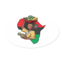 African Food Oval Stickers