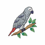 African Grey Embroidered Polo Shirt