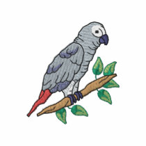 African Grey Embroidered Polo Shirt