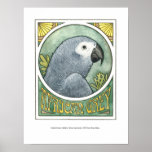 African Grey Nouveau Poster