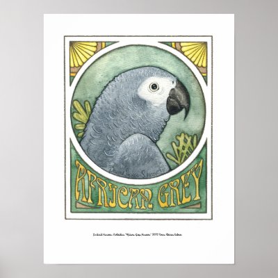 African Grey Nouveau Poster by itsupintheairart