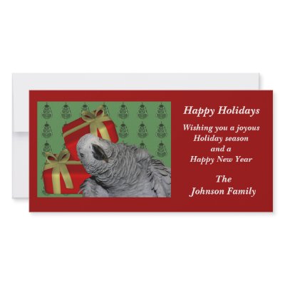 African Grey Parrot Animal Christmas Holiday Card by SmilinEyesTreasures