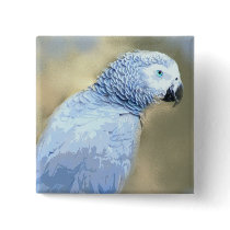 African Grey Parrot Portrait Buttons