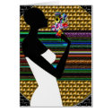 African lady at sunset with flowers cards