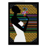 African lady at sunset with flowers card