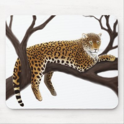 African Leopard in Tree Mousepad by twopurringcats
