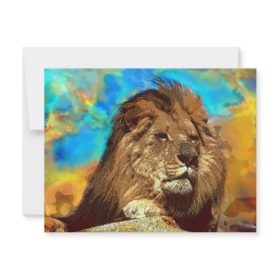 African-Lion-Digital Art Personalized Invite by junglewalkcom