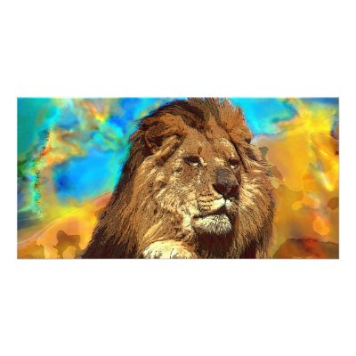 African-Lion-Digital Art Picture Card by junglewalkcom