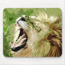 African Lion Roaring Mousepads