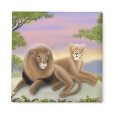 African Lions at Rest Magnet by twopurringcats